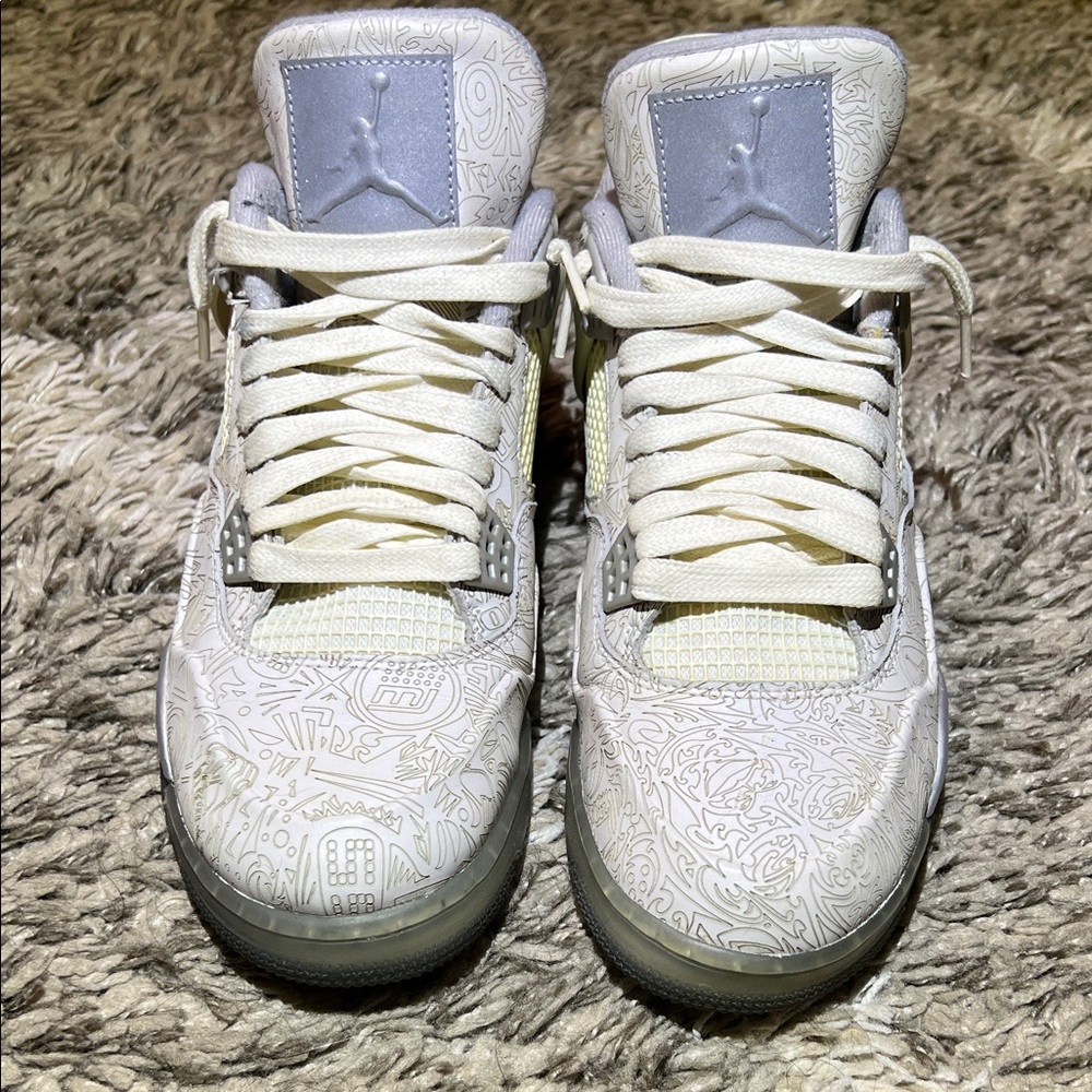 Jordan 4 Sneakers in White and Gray